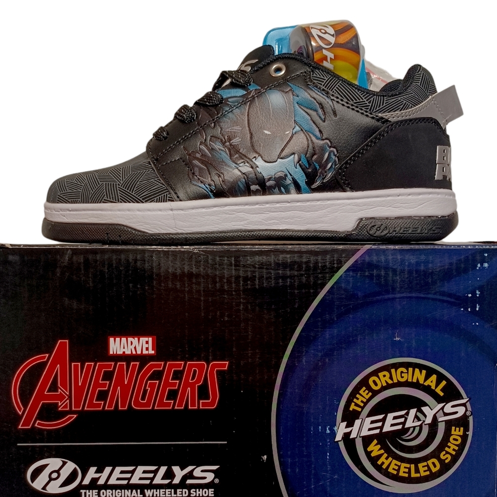 HEELYS AVENGERS Black Panther Marvel Character Black Wheeled Sneakers 5 NWT